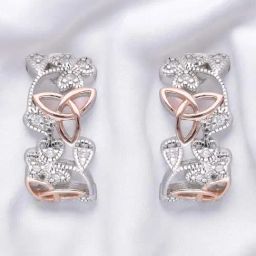 crash.club by CKC 925 Sterling Silver Two Tone Floral Diamond Hoop Earrings for Women-picture-31