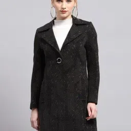 Monte Carlo Black Wool Blend Self Full Sleeve Coat-picture-8