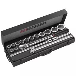 FACOM 19.05 mm (3/4 Inch) Drive Standard Socket Set with Ratchet 6-Point, KL.411 (Set of 17)-14