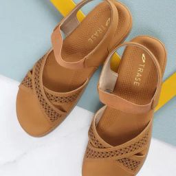 Trase Women's Beige Ankle Strap Wedges-image-99