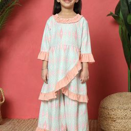 Readiprint Fashions Girls Geometric Embroidered Empire Pure Cotton A-Line Kurta & Sharara-picture-54