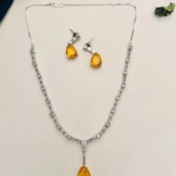 Abdesigns Stunnig Silver Plated American Diamond Necklace-image-42