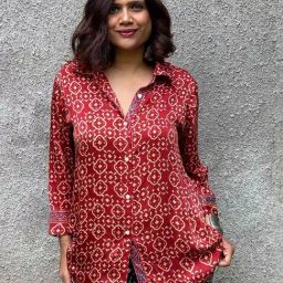 Chidiyaa Red Gypsy Heart Cleodora Modal Silk Top-image-89