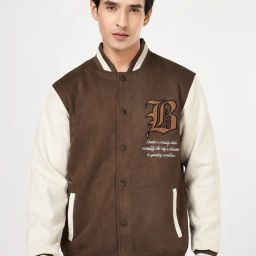 Byford By Pantaloons Brown Regular Fit Colour Block Bomber Jacket-picture-19