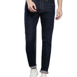 Calvin Klein Dark Blue Cotton Straight Fit Jeans-picture-10