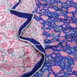 Shahenaz Arohi Jaal Floral Navy Blue Cotton Single Reversible Dohar-37