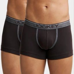 Jockey 8015 Grey Melange Super Combed Cotton Rib Trunks with Ultrasoft Waistband - Pack of 2-picture-12