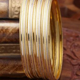 Zeneme Gold Plated Dual Toned Bangles for Women Set of 4-11