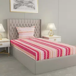 Raymond Home Delight Pink 104 TC Cotton Single Bedsheet with 1 Pillow Cover-picture-5