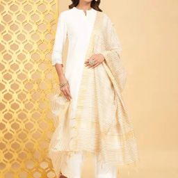 Rangmanch by Pantaloons Beige Striped Dupatta-28