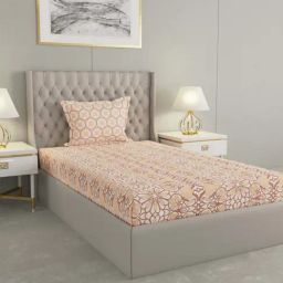 Raymond Home Delight Orange 104 TC Cotton Single Bedsheet with 1 Pillow Cover-image-73