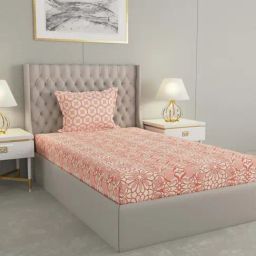 Raymond Home Delight Pink 104 TC Cotton Single Bedsheet with 1 Pillow Cover-image-74
