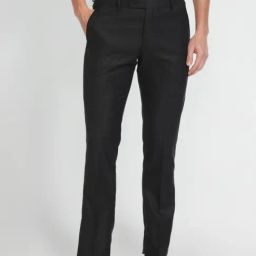 Arrow Black Regular Fit Checks Trousers-image-85