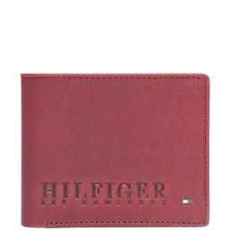 TOMMY HILFIGER Orkney Wine Leather Bi-Fold Wallet For Men-image-75