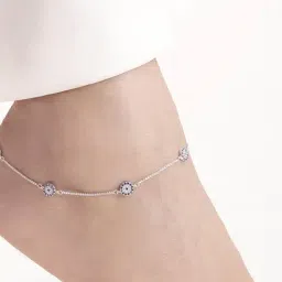 Zavya Abstract Floral Rhodium Plated 925 Sterling Silver Anklet-image-40