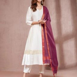 Fabindia Magenta Cotton Regular Fit Woven Dupatta-22