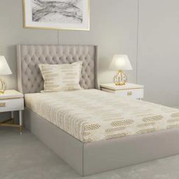 Raymond Home Delight Yellow 104 TC Cotton Single Bedsheet with 1 Pillow Cover-image-99