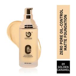Matt Look Zero Pore Oil Control Full Coverage Matte Foundation Natural Golden Caramel - 45 ml-10