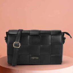 Metro Black Woven Medium Cross Body Bag-48