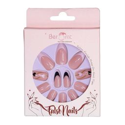 BEROMT Set Of 12 Salon Finish Press On Nail French Tip With Application Kit - BFN332FN-53
