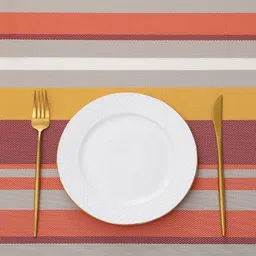 HOKIPO Set Of 6 Multi-Stripes Table Placemats With Runner image 2