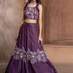 GloballyRonakRBafna Geometric Embroidered Beads and Stones Ready To Wear Lehenga & Blouse-picture-15