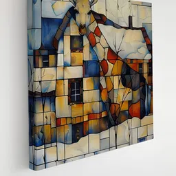Myntra Elegant Homes Blue Giraffe Abstract Canvas Wall Art-picture-47