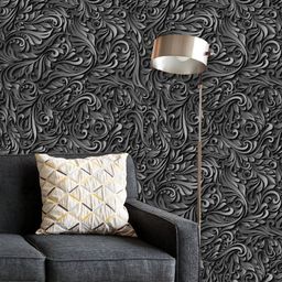 ArtzFolio Printed UV-Resistant Anti-Bacterial Abstract Black Floral Vine PatternPeel & Stick Wallpaper-86