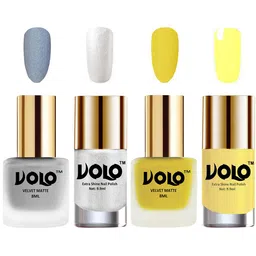 VOLO Set Of 4 Velvet Matte & Extra Shine Nail Polish - 8 ml & 9.9 ml Each- 33-40-46-29-11