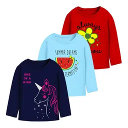 MIST N FOGG Girls Pack of 3 Graphic Printed Round Neck Cotton T-shirts-picture-15