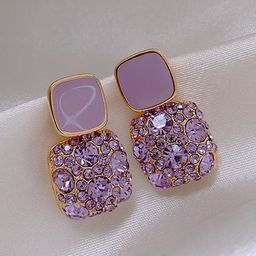 Anouk Gold-Plated Artificial Stones Studded Square Shaped Korean Drop Earrings-12