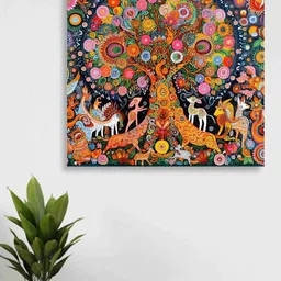 Aura Blue & Orange Canvas Wall Painting-picture-3