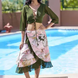 Curvy Lane Printed Top With Sarong Swim Cover Up Set-image-45