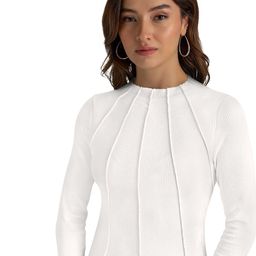 SANJANA  SILK Women Solid Round Neck Cotton Top-image-96
