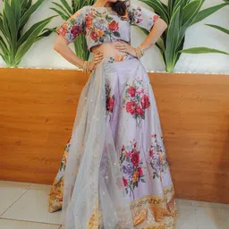 DIVASTRI Embellished Sequinned Semi-Stitched Lehenga & Unstitched Blouse With Dupatta-image-98