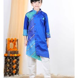 Kinder Kids Full Sleeves Work Detail Kurta With Pyjama - Blue-image-4