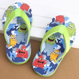 Cute Walk by Babyhug Flip Flops Monster Print - Green-image-71