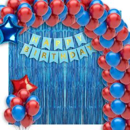 Bubble Trouble Happy Birthday Decorations Blue Red Colour Birthday Balloons For Decoration Kit Foil Curtain Star Foil Balloon Happy Birthday Banner - 34 Pieces-4
