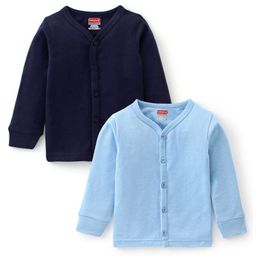 Babyhug Cotton Full Sleeves Thermal Wear Solid Pack Of 2 - Blue-image-10