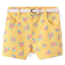 Babyhug Twill Woven Mid Thigh Shorts Floral Print - Yellow-image-65