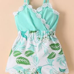 Kookie Kids Sleeveless Jumpsuit with Leaf Print - Green-image-64