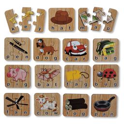 Toys Universe Wooden Spelling learning Puzzle Game | Wooden Educational 3 piece jigsaw Puzzle for Kids | Learning Wooden Toys for kids (3 piece puzzle set of 15)-18
