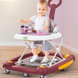 Baybee 2 in 1 Staffy Baby Walker Cum Rocker Kids Walker with Push Handle 3 Adjustable Height Foot Mat Rocking & Musical Toys - Red-20
