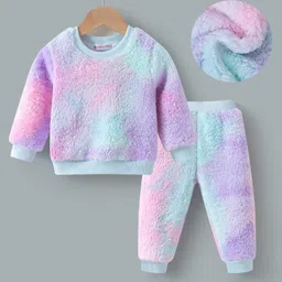 Kookie Kids Full Sleeves Tie & Dye Winter Wear Night Suit - Multicolor-picture-1