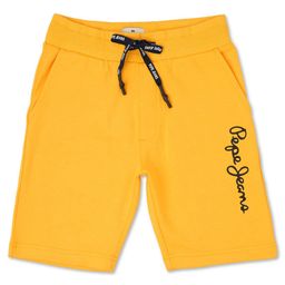Pepe Jeans Cotton Elastane Woven Knee Length Shorts with Brand Name Print - Yellow-image-17