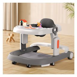 StarAndDaisy Elegant Baby Walker for Girl Boy with Anti Fall Brake Pads 3 Speed Height Adjustment Multi-Level Seat Adjustment Recreational Music Toy Bar Easy To Store in Narrow Space- Grey-26
