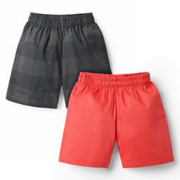 Rikidoos Pack Of 2 Checked & Solid Boxers - Red & Green-image-31