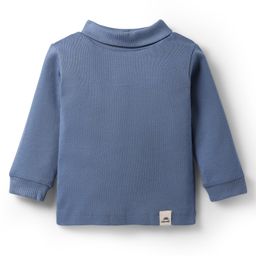 Pink Rabbit Cotton Rib Knit Full Sleeves Turtle Neck T-Shirt With Car Patch - Blue-image-35