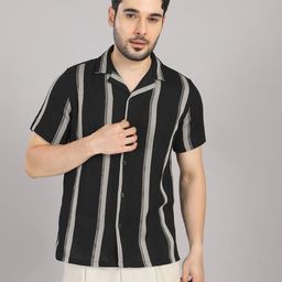 Hence Vertical Stripes Striped Spread Collar Relaxed Fit Shirt-image-13