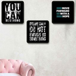 Myntra Elegant Homes Black & White 3 Pieces Motivational Quotes Wood Wall Art-image-60